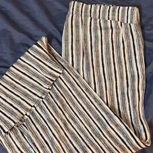 black and white stripped flare pants